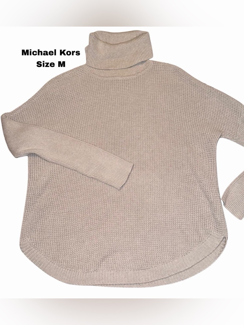 Michael Kors Beige Turtleneck Sweater Knit Pullover